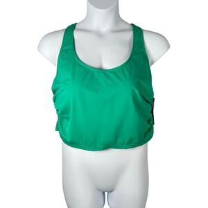 Swimsuits For All Swim Top Sports Bra Plus 22 Green Padded Cups Wire Free Ruched